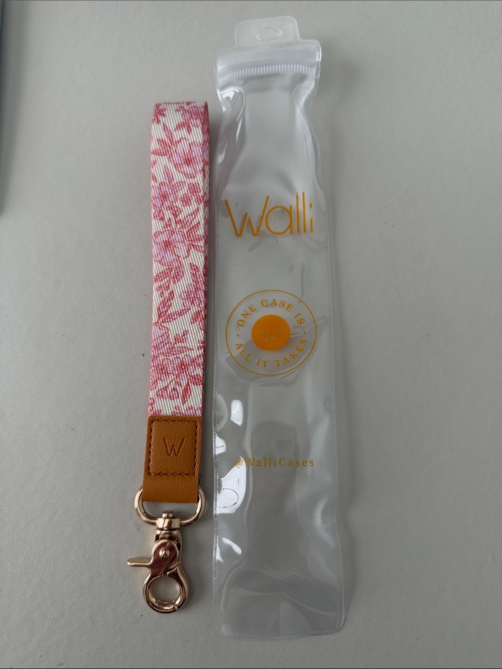 Walli Pink Posy Floral Wristlet Key Strap